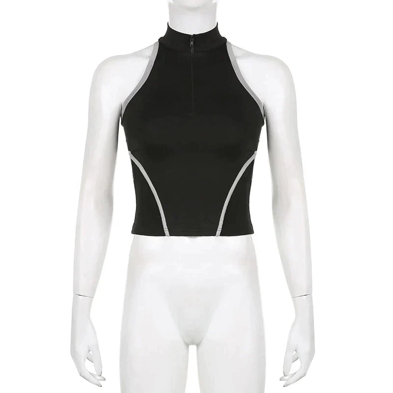 Zoe Top crop sport à col haut