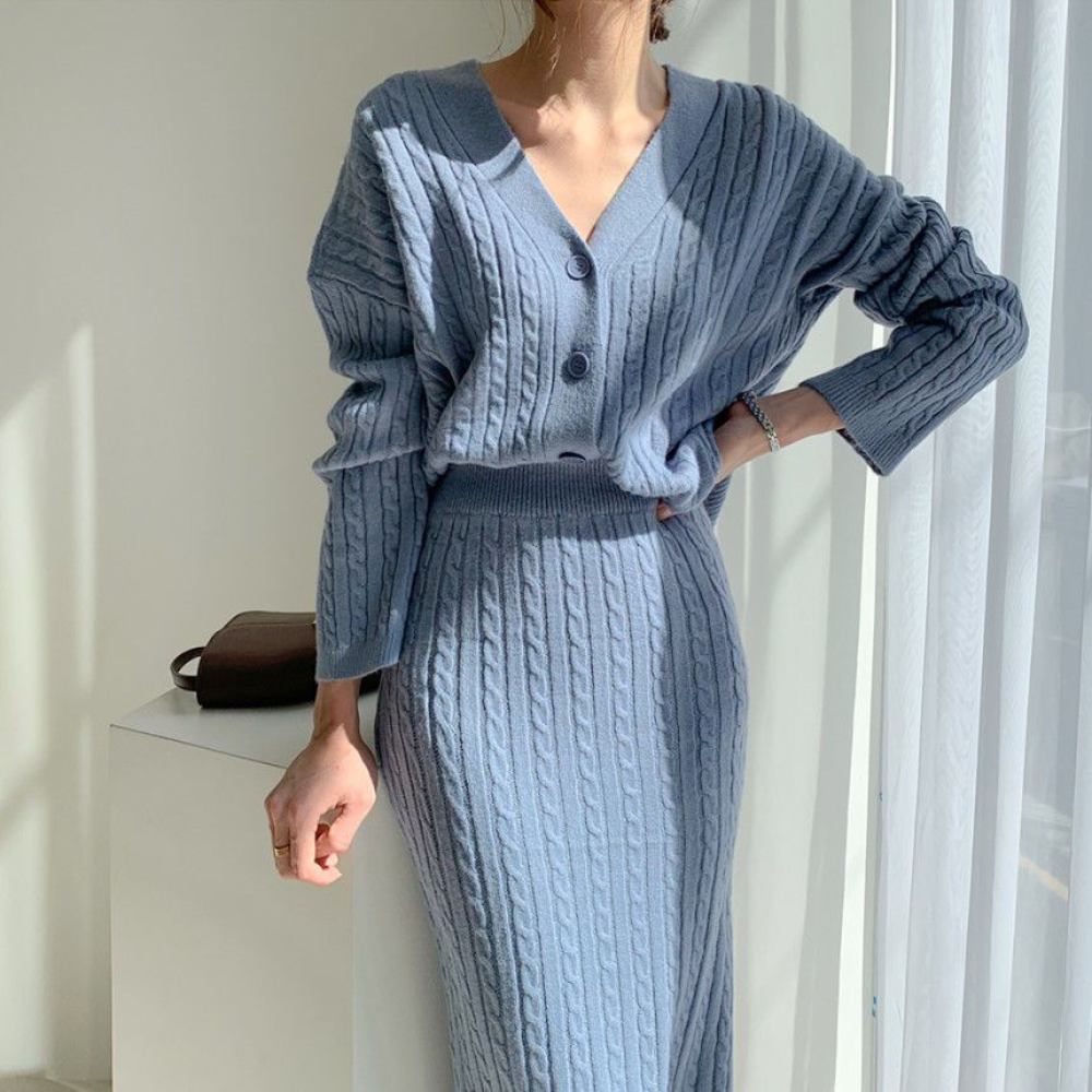 Gebreide top en rok set Amalie
