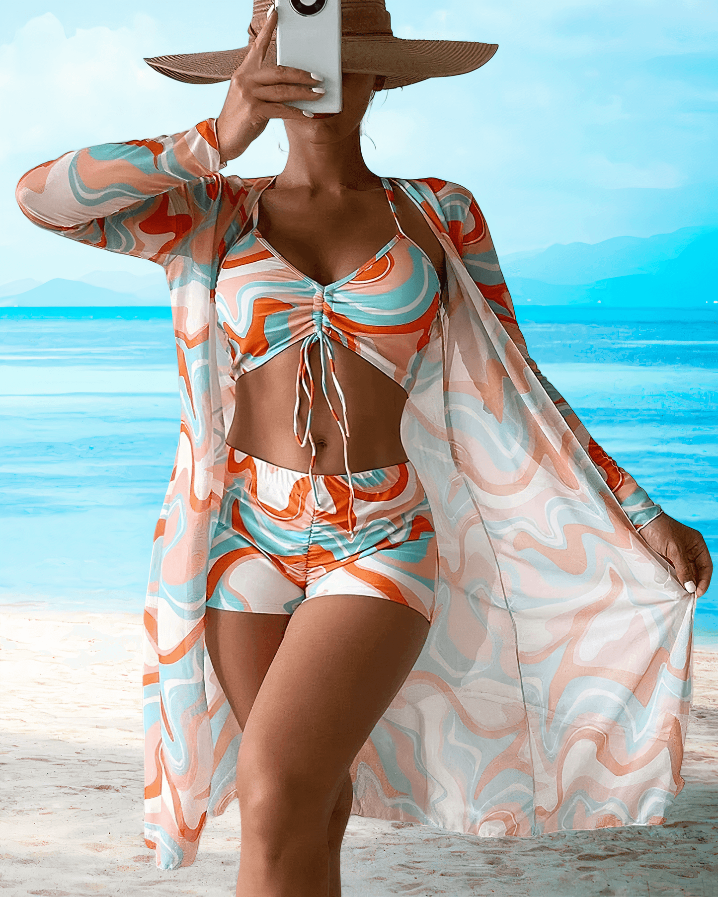Kimono Set Trendy Strandmode Luchtig Perfect voor Zonnige Dagen