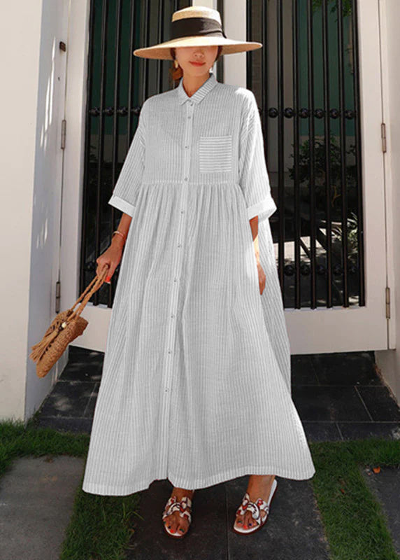 Ylonna Geruite maxi jurk met revers en knopen