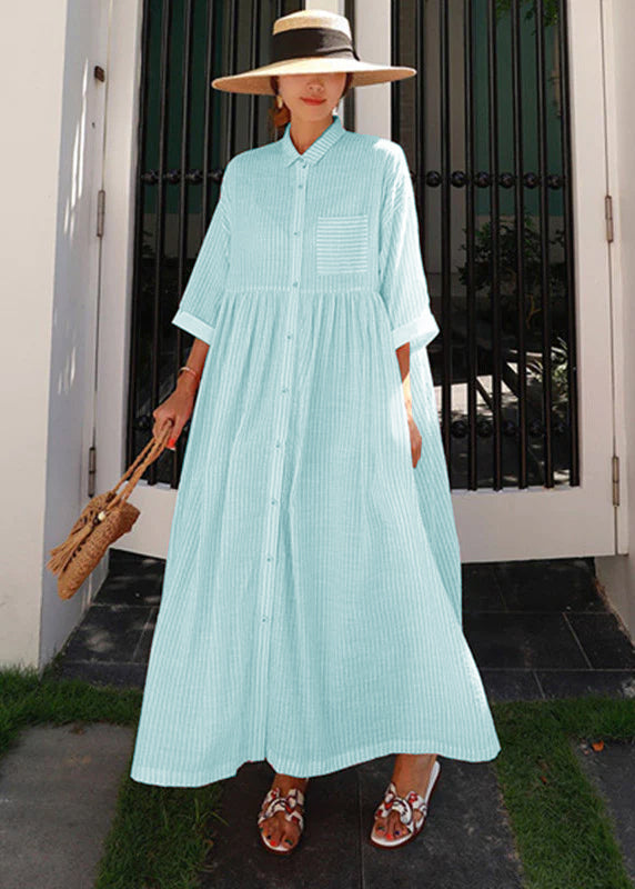 Ylonna Geruite maxi jurk met revers en knopen