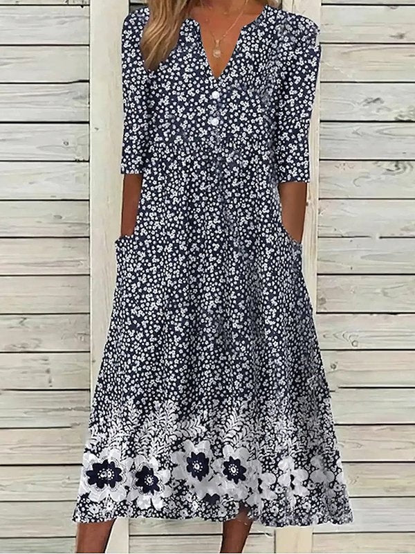 Zia Casual jurk met halve mouwen, bloemenprint en sweetheart halslijn