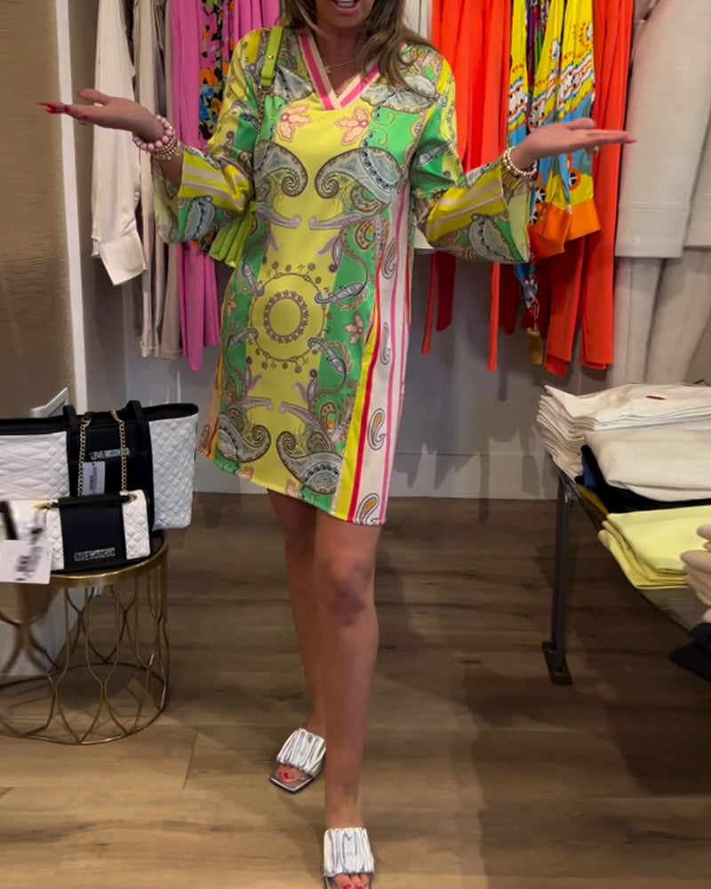 A-lijn Jurk - Eenvoudig - Katoenmix, Bedrukt - Perfect voor Lente en Herfst