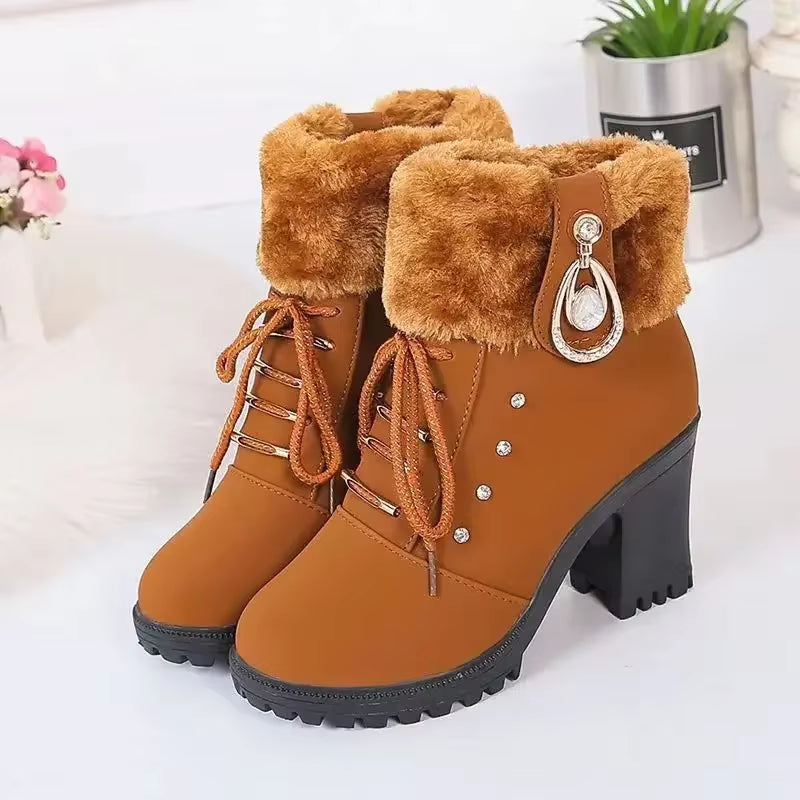 Elegante dames winterlaarzen met hak