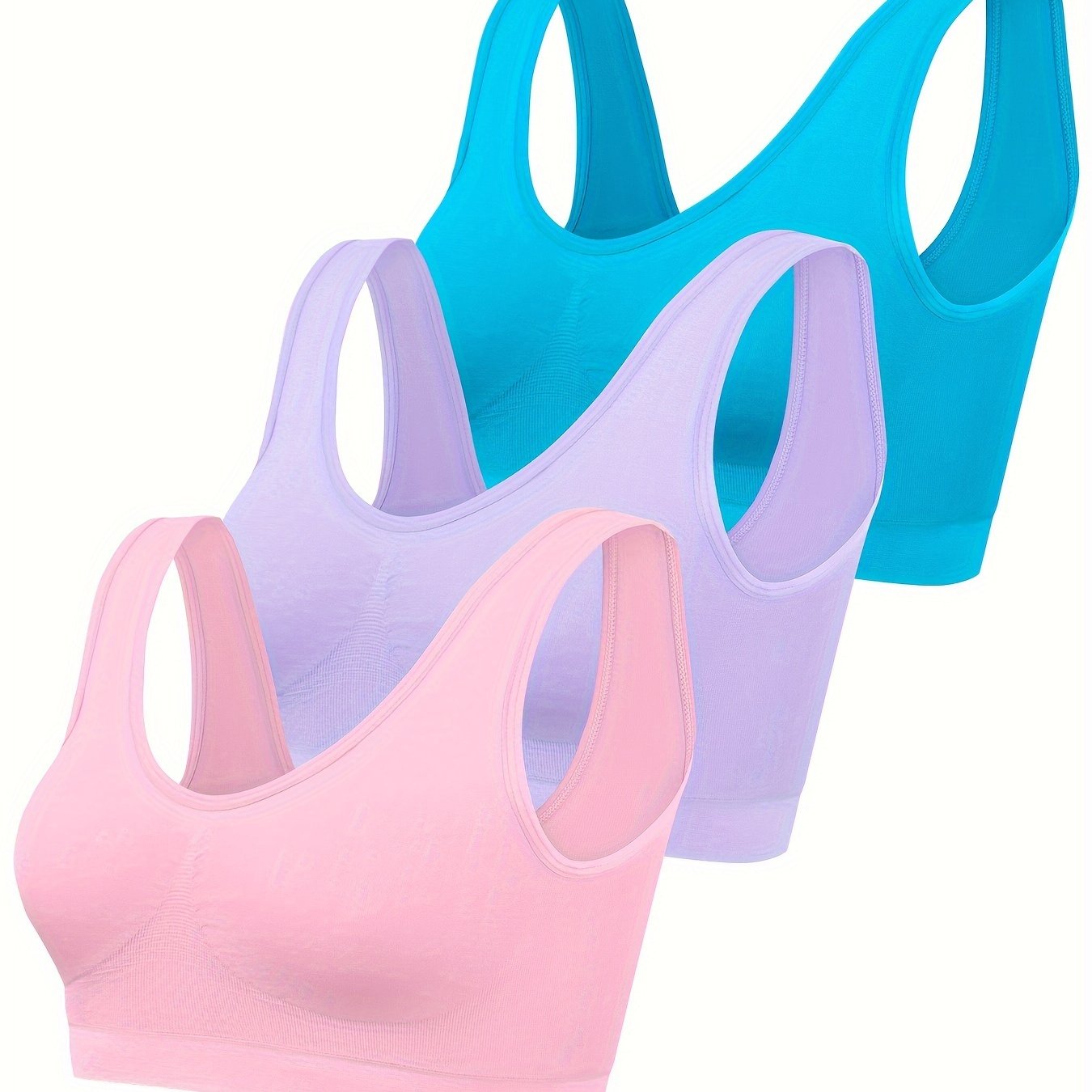 Eva | Set van 3 effen tanktops en naadloze sportbh