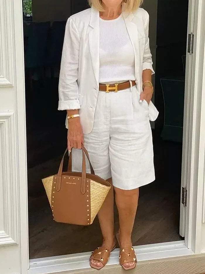 Dames Set Elegante Blazer en Korte Broek Stijlvol Ideaal voor Warme Dagen