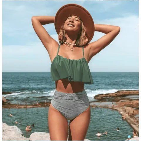 Bikini Dames Ruches Collectie Hoogtaile Bikinibroekje Duurzaam en Comfortabel Perfect voor de Zomer