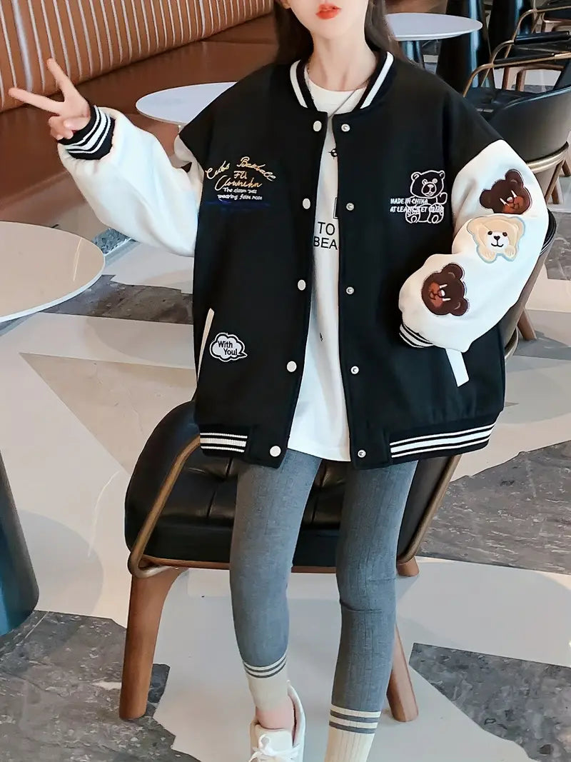 Nera | College jas met gezellige berenprint