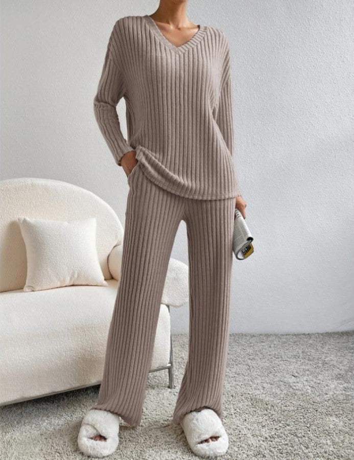 Lounge Set Geribbeld Zacht Materiaal, Losse Pasvorm Perfect voor Thuis