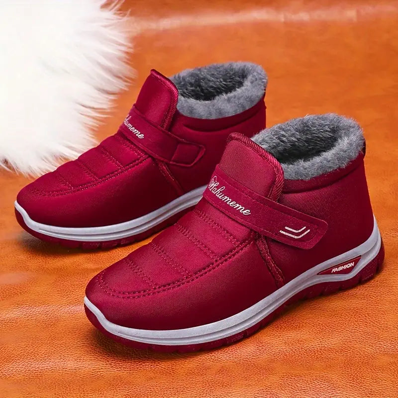 Casual Winter Enkellaarsjes voor Dames met Klittenbandsluiting