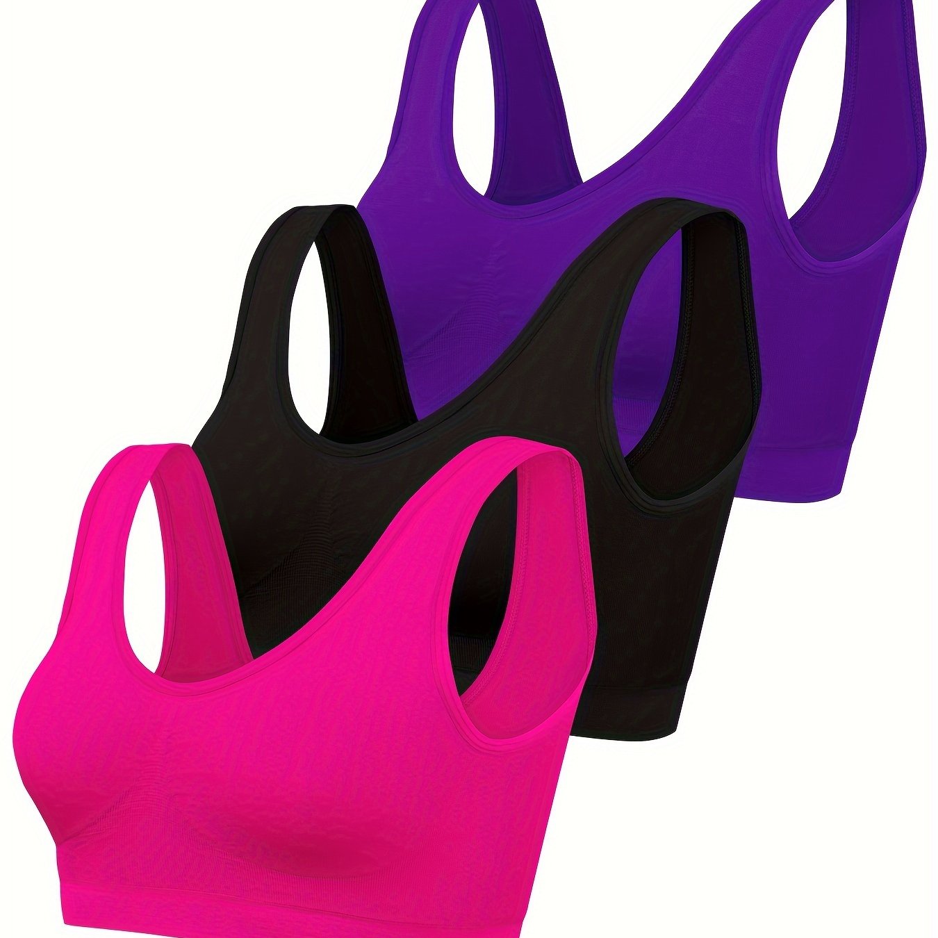 Eva | Set van 3 effen tanktops en naadloze sportbh