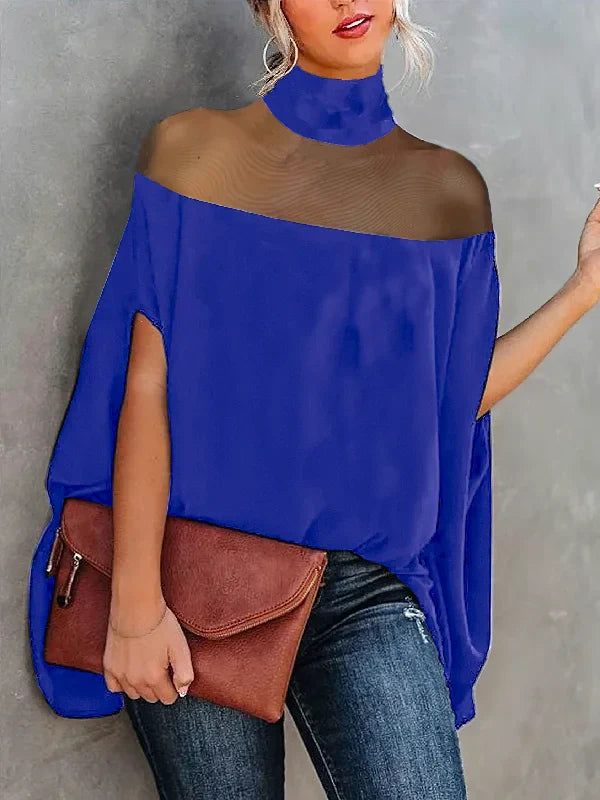 Gwyneth - Blouses en shirts met hoge kragen en vleermuismouwen