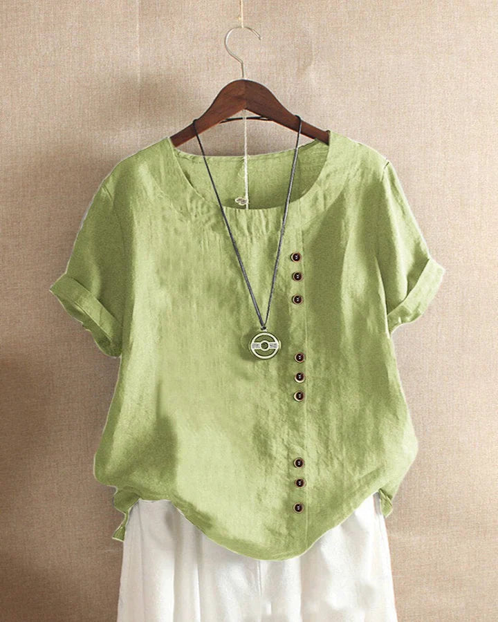 Carmella | Stijlvolle Blouse met Ronde Hals en Knopen