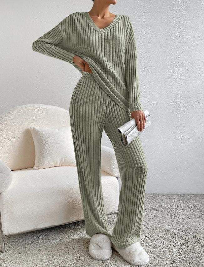 Lounge Set Geribbeld Zacht Materiaal, Losse Pasvorm Perfect voor Thuis