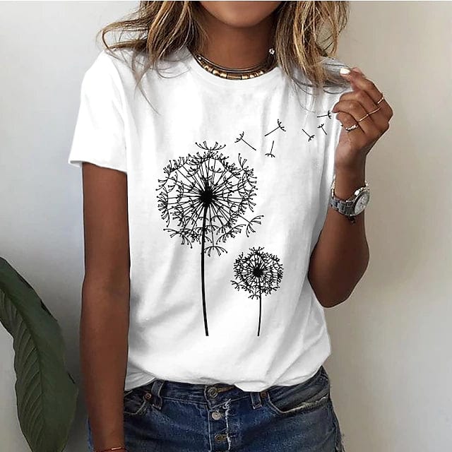 Renate - Elegant paardenbloem t-shirt voor een unieke look