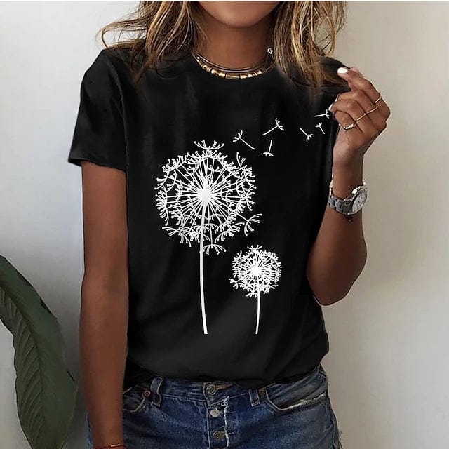 Renate - Elegant paardenbloem t-shirt voor een unieke look