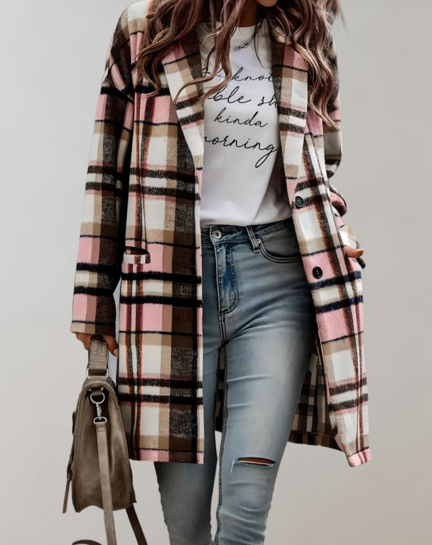 Oversized en lange geruite jas Bozena