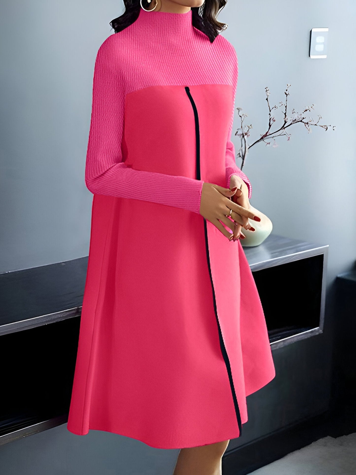 Elfriede | Gebreide kleurenblokjurk met vintage-inspiratie