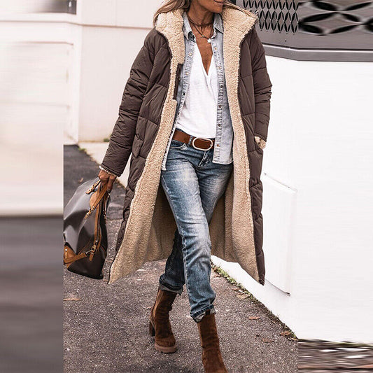 Nila | Omkeerbare lange sherpa jas