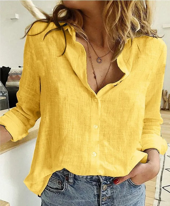 Courtney | Stijlvolle Katoenen Blouse met Knoopsluiting voor Dames