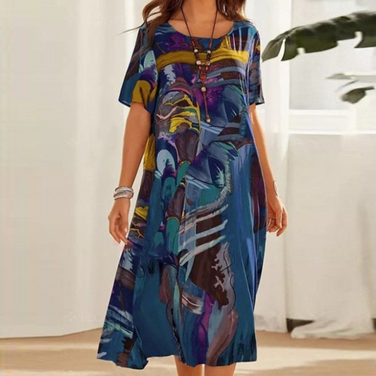 Zomerse midi-jurk met moderne print