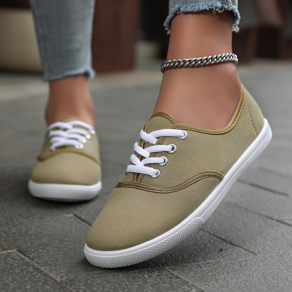 Lotte | Comfortabele lage canvas veterschoenen