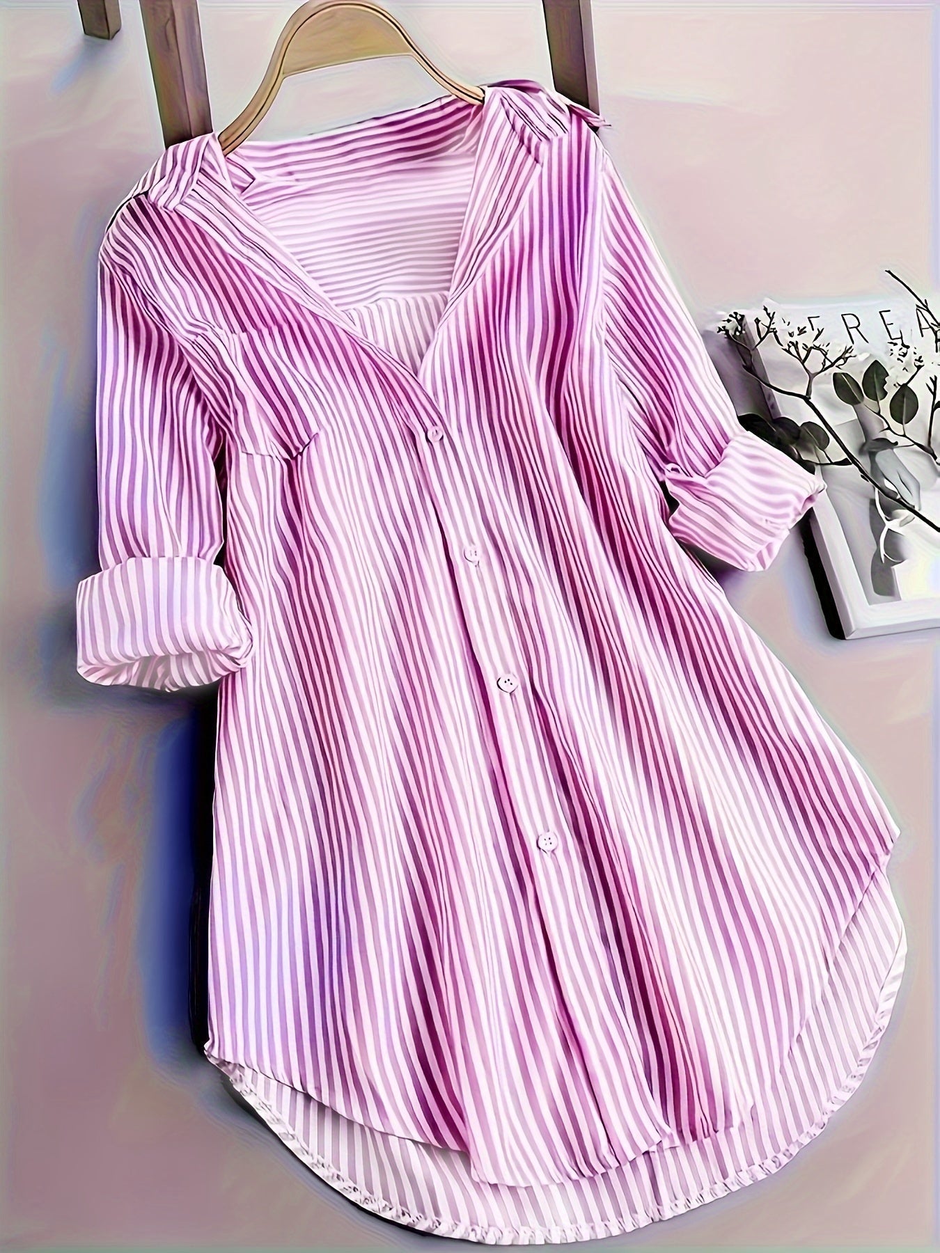 Bernardina Blouse | Lange Gestreepte Bedrukte Blouse