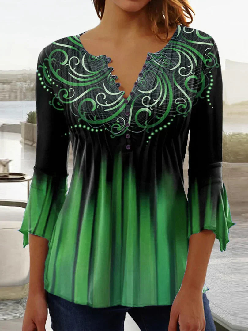 Jessica Top femme manches longues imprimé fleuri graphique