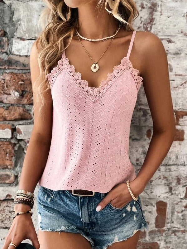 Susan - T-shirt met V-hals en kant