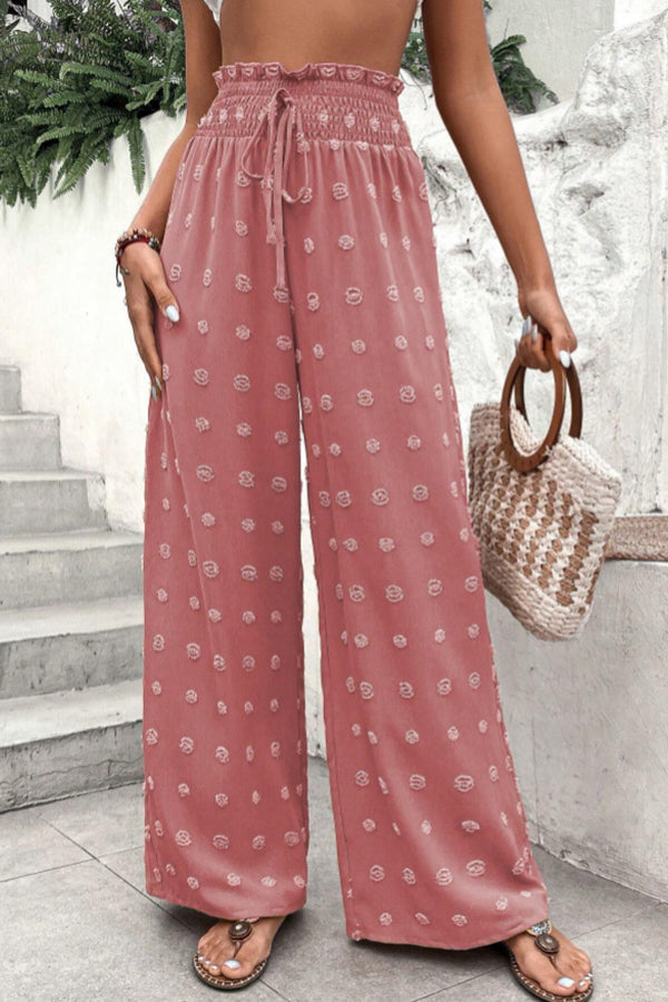 jacquard broek met hoge taille en wijde pijpen