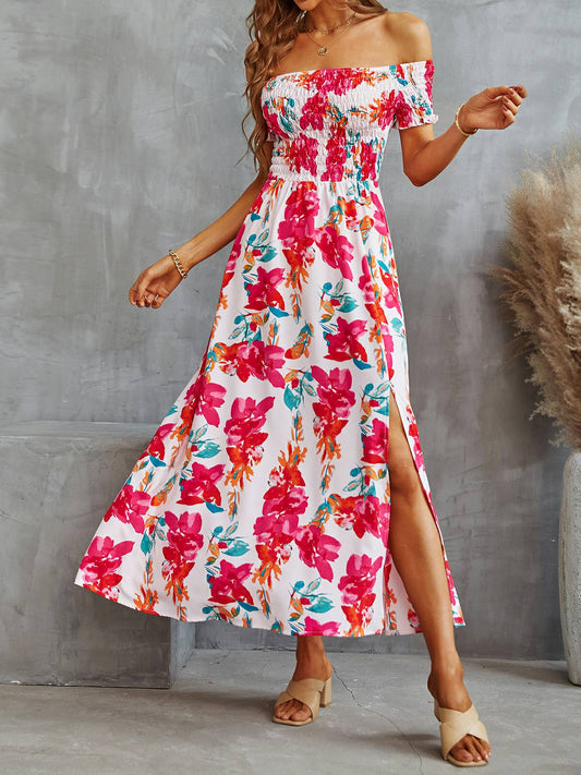 Jurk met print en split in de taille