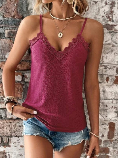Susan - T-shirt met V-hals en kant