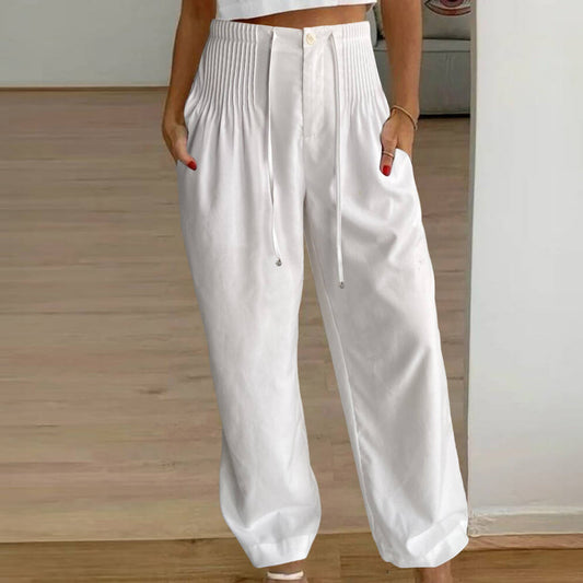 Cozy Witte Elastische Tailleband Broek