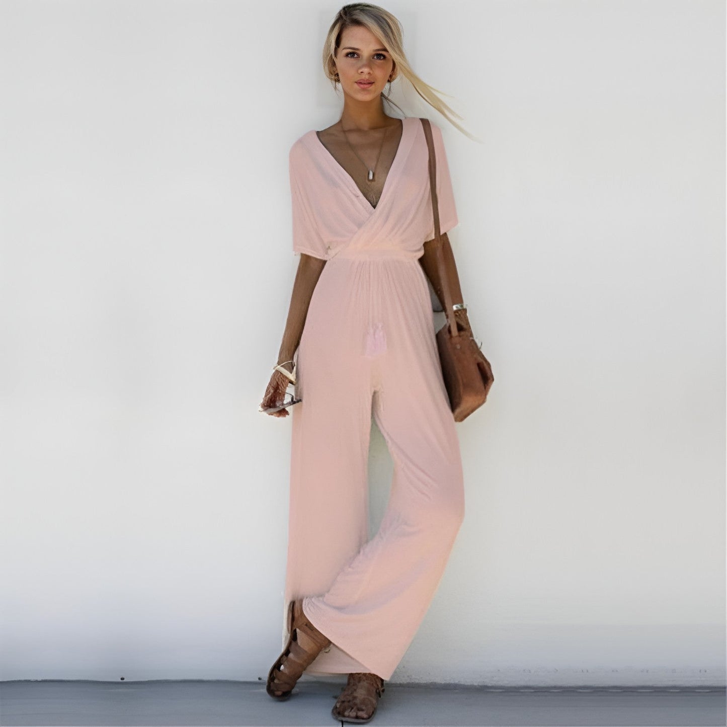 Jolène - Jolijn Boho Diepe V-Hals Jumpsuit