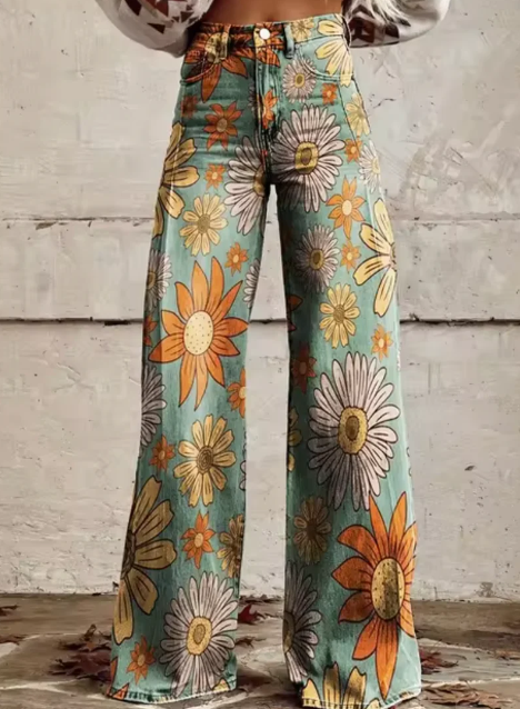 Wijde broek met kleurrijke print