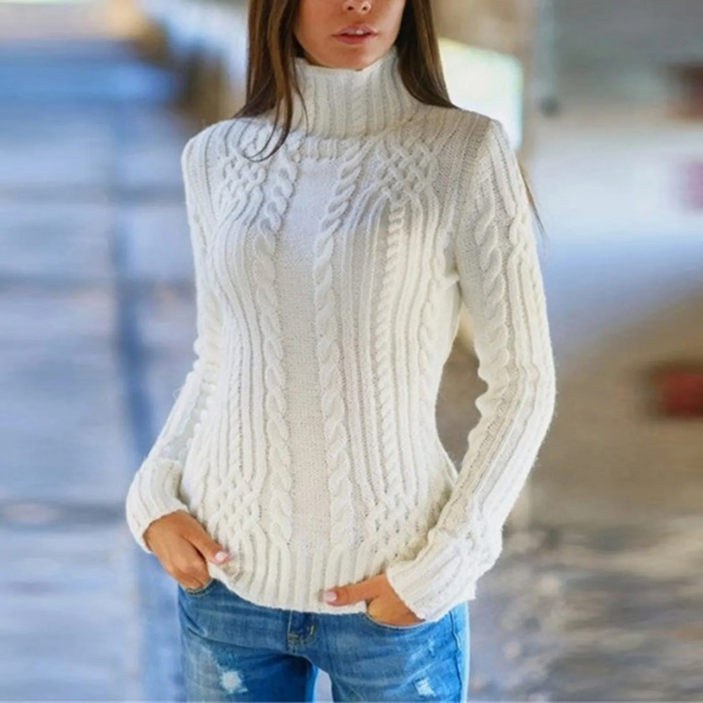 Yerly Trui | Vrouwen kabelgebreide turtleneck trui