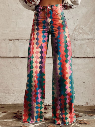 Kara - Retro Bedrukte Broek voor Vrouwen