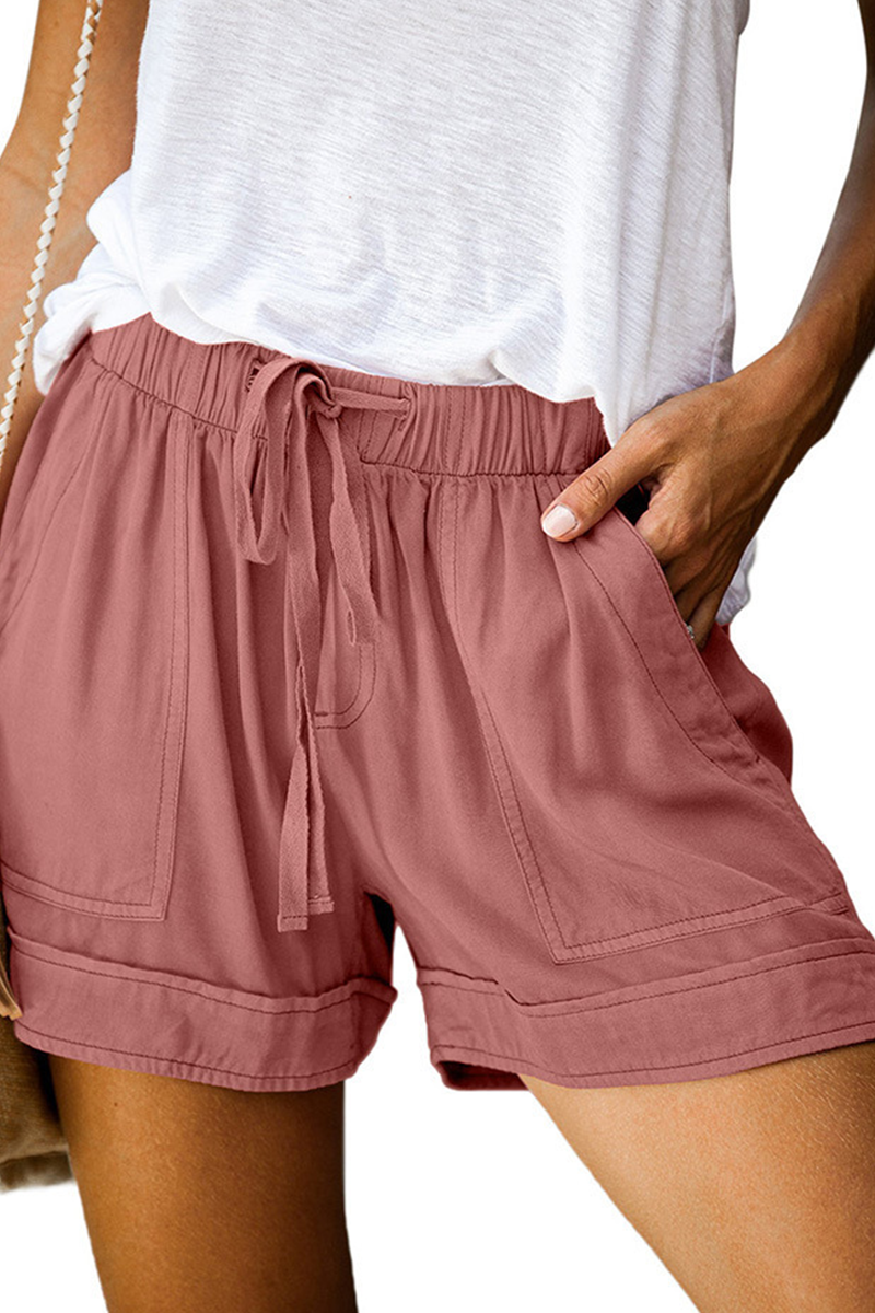 Casual solide patchwork recht midden taille effen kleur broekje (12 kleuren)