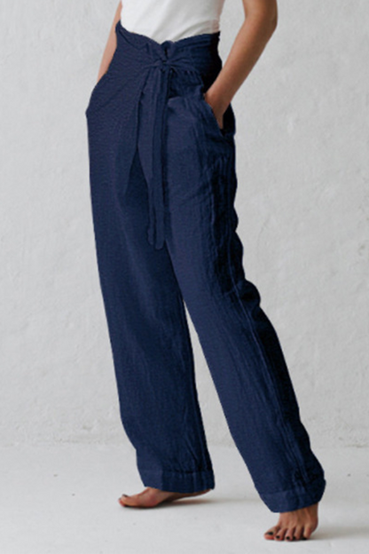 Casual Solid Strap Design Rechte Mid Waist effen kleur broekjes (3 kleuren)