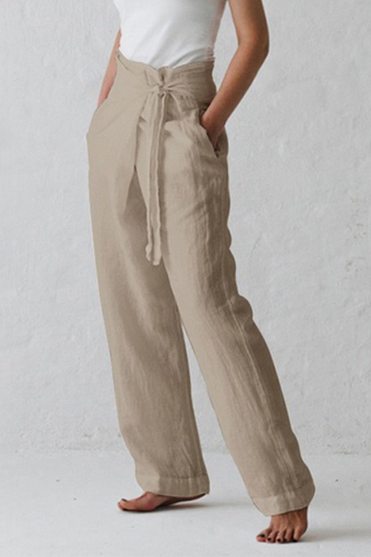 Casual Solid Strap Design Rechte Mid Waist effen kleur broekjes (3 kleuren)