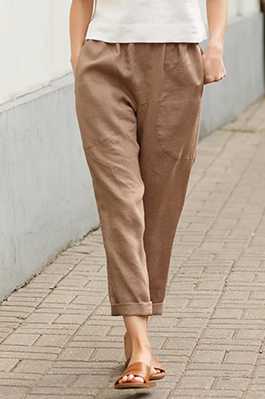 Casual Mid Waist effen kleur broek (7 kleuren)