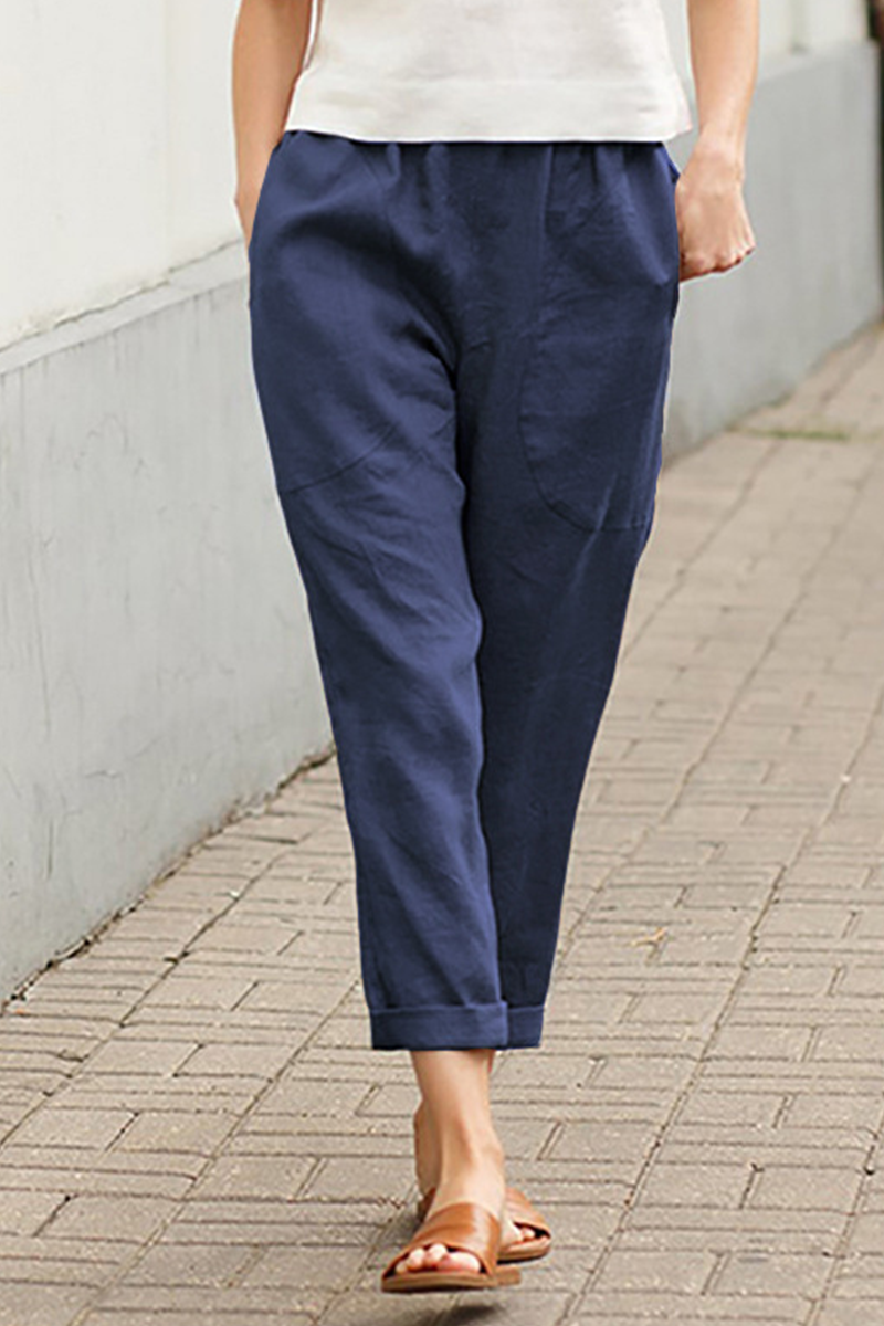 Casual Mid Waist effen kleur broek (7 kleuren)