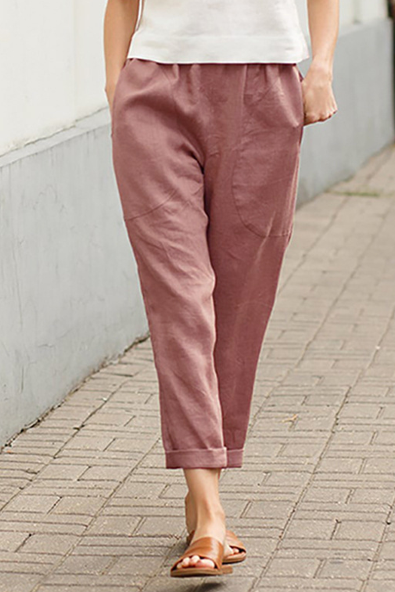 Casual Mid Waist effen kleur broek (7 kleuren)