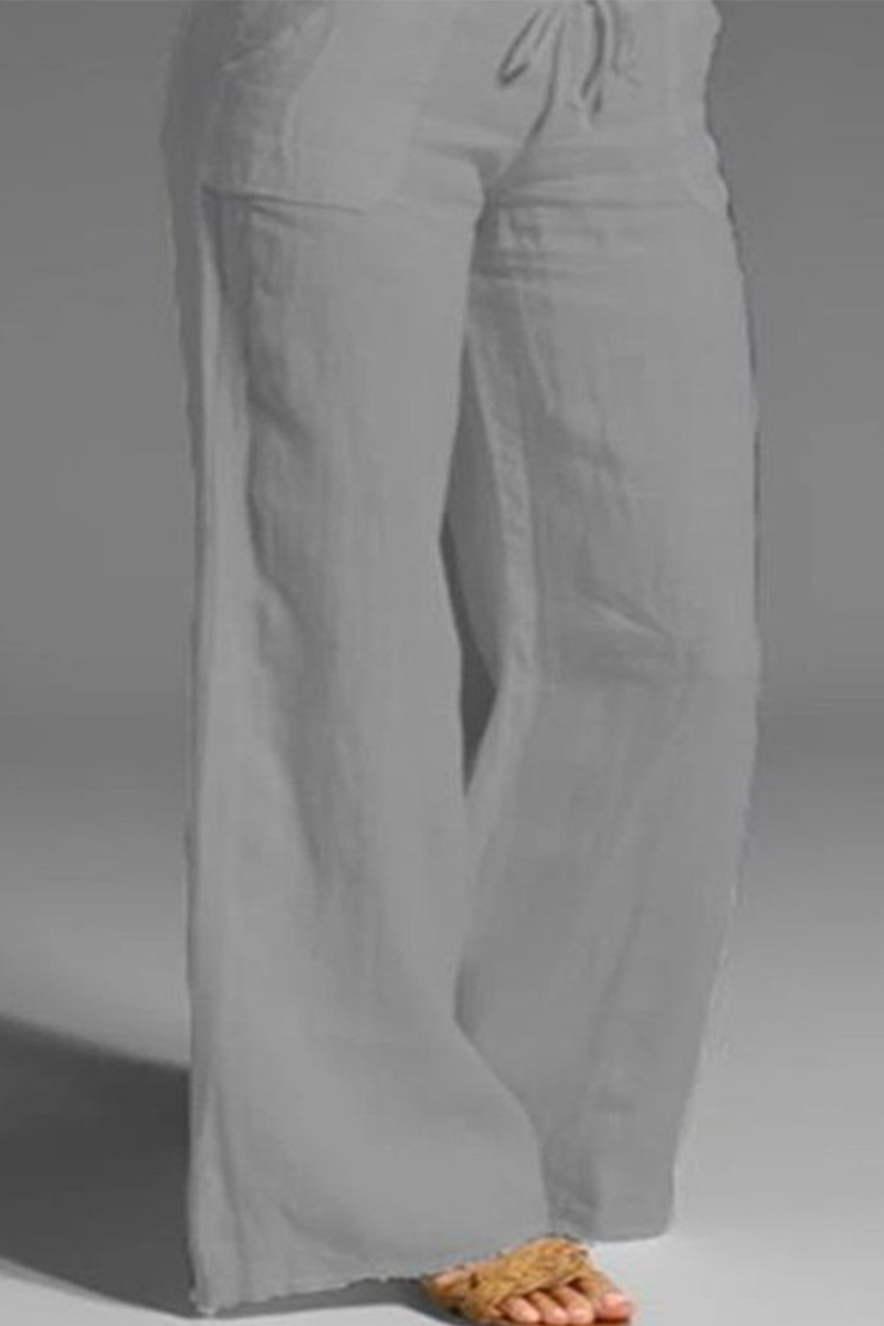 Casual effen losse broek met wijde pijpen (8 kleuren)