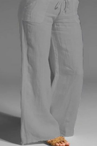 Casual effen losse broek met wijde pijpen (8 kleuren)