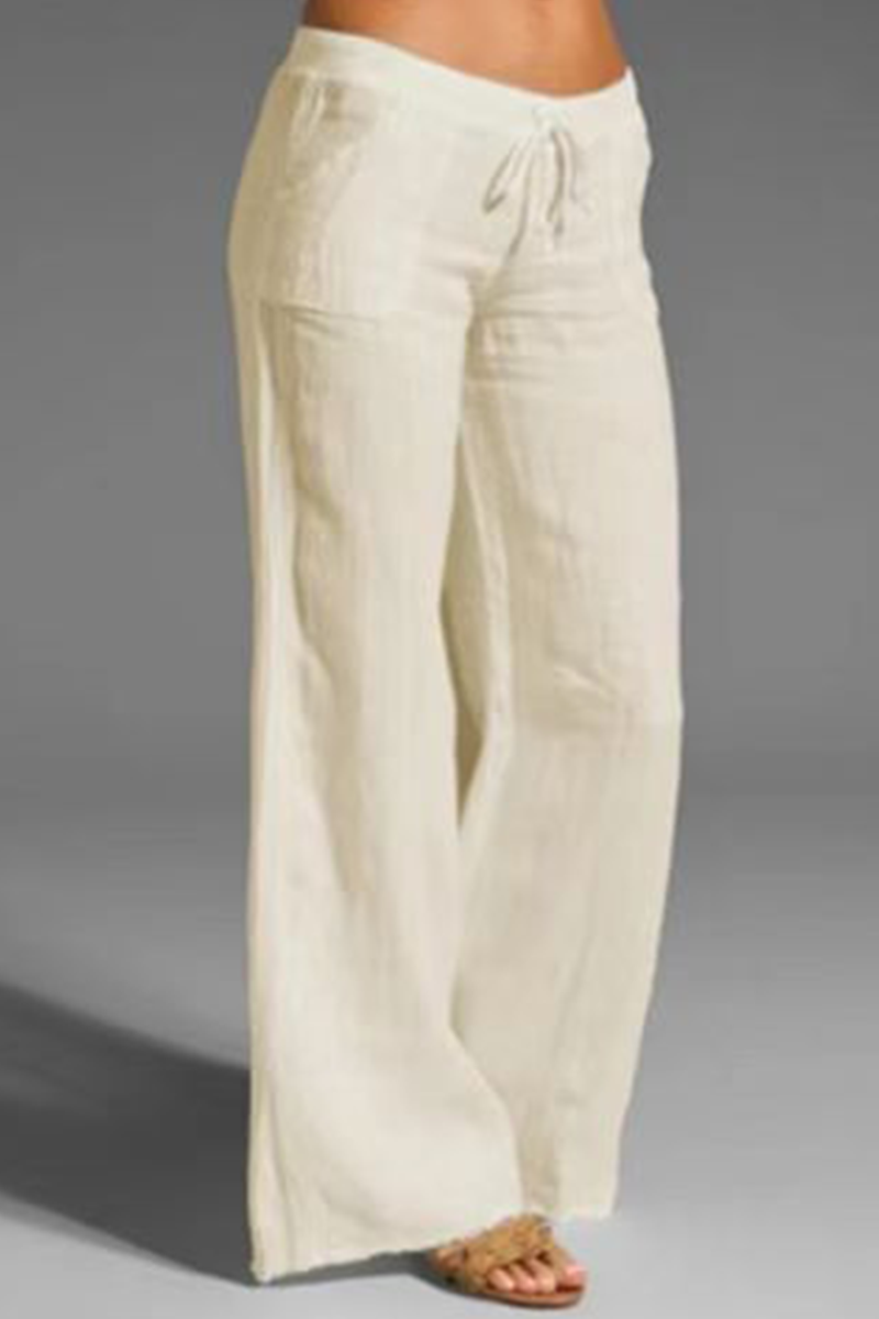 Casual effen losse broek met wijde pijpen (8 kleuren)