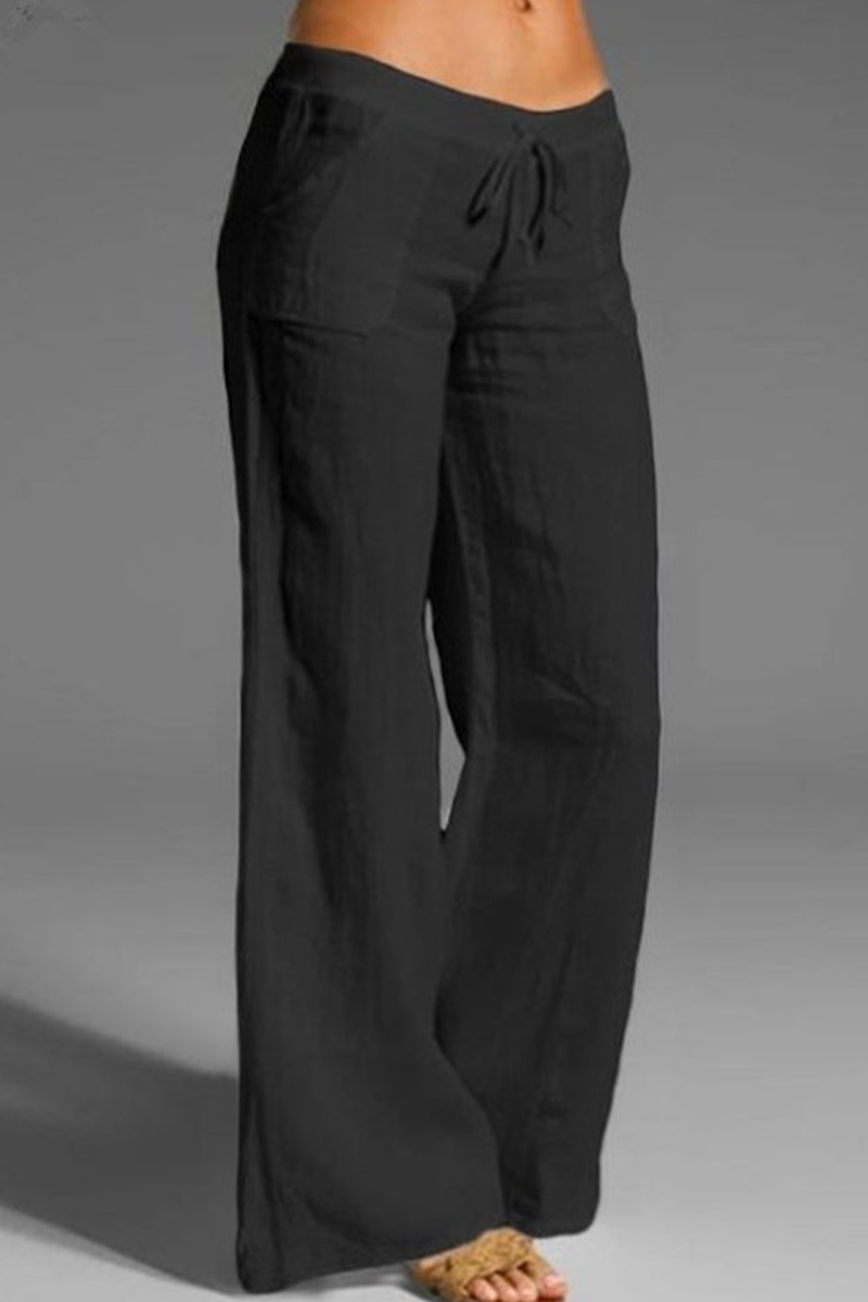 Casual effen losse broek met wijde pijpen (8 kleuren)