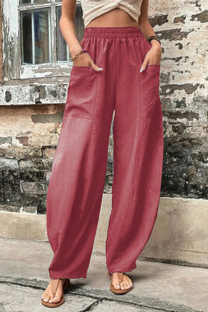 Casual dagelijkse stevige zak losse hoge taille Harlan effen kleur broek (11 kleuren)