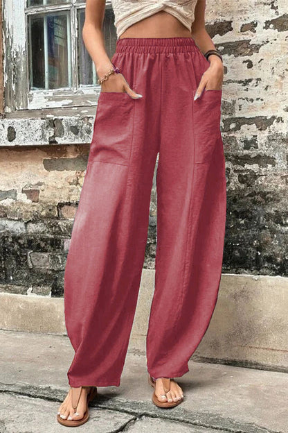 Casual dagelijkse stevige zak losse hoge taille Harlan effen kleur broek (11 kleuren)
