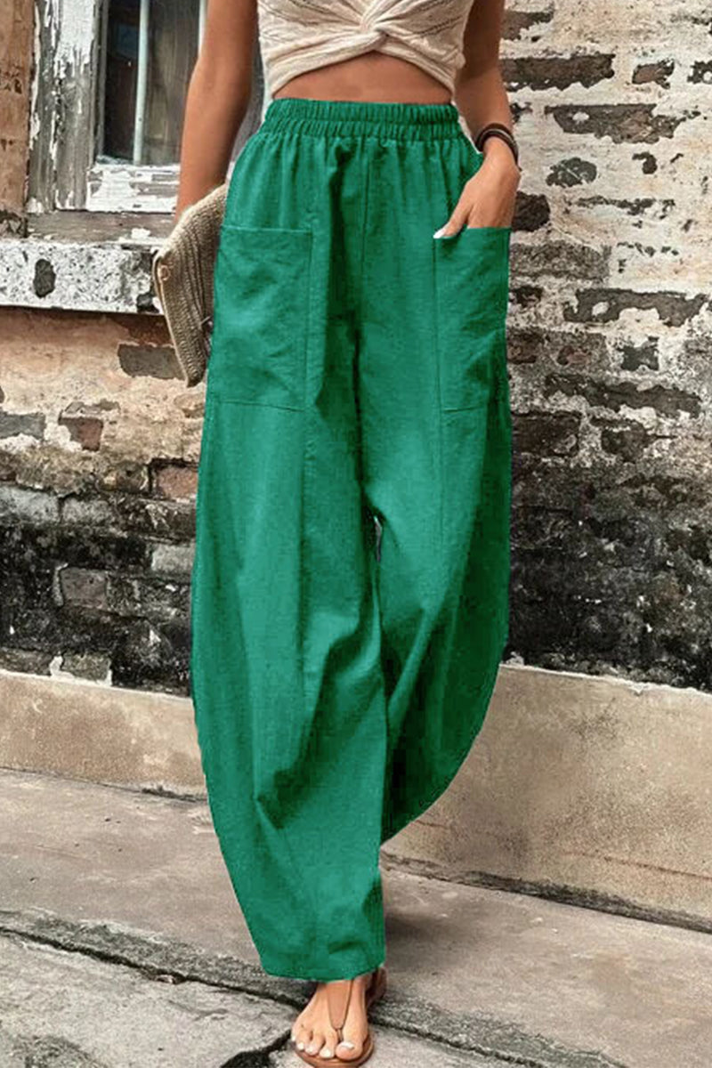 Casual dagelijkse stevige zak losse hoge taille Harlan effen kleur broek (11 kleuren)